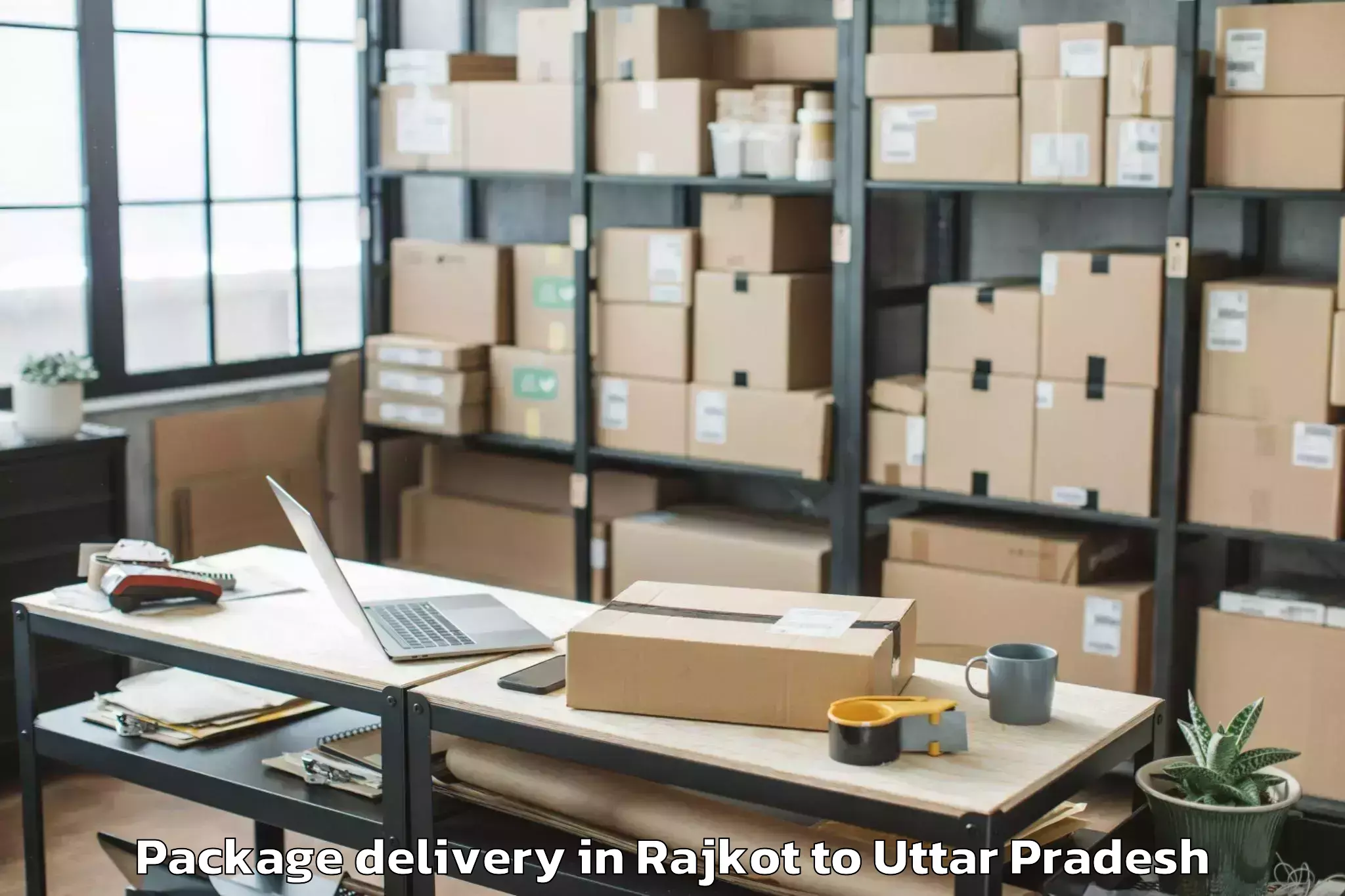 Book Rajkot to Era University Lucknow Package Delivery